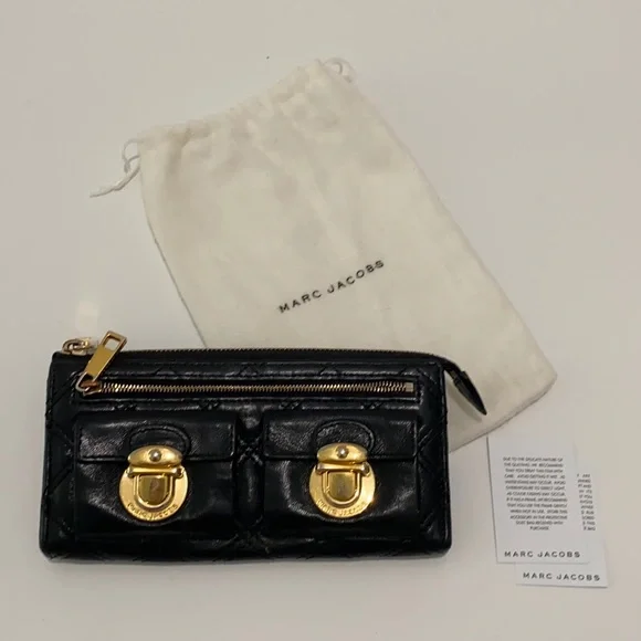 🔥 HOT DEAL 🔥 MARC JACOBS ✨ quilted black gold wallet continental - Picture 11 of 11
